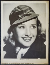 1936 Priscilla Lane Philadelphia Record Supplement 8x10 Portrait Paper Photo picture