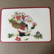 Vintage Mid-Century Christmas Card Hallmark Santa Mouse Birds Kitsch picture