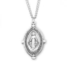 Sterling Silver Double Pointed Oval Miraculous Medal Size 1.4in x 0.9in picture