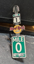 Hard Rock Cafe Key West Mile 0 Green Highway Sign Guitar Pin picture