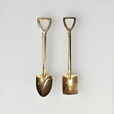Miniature Gold Shovel Spoon Set 2-Pack Groundbreaking Spade & Square Point picture