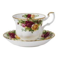 Vintage Floral Teacup & Saucer Set - Old Country Roses Design, Fine China, Elega picture
