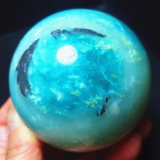 RARE 424g Natural Polishing Amazon Chalcopyrite Symbiotic Crystal Ball A4861 picture