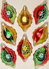 Lot Modern VTG Glass Mesh Pictured Glittered DROP Christmas Ornaments Romania picture