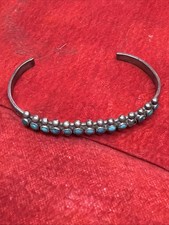 VINTAGE NATIVE AMERICAN STERLING SILVER SNAKE EYES TURQUOISE CABOCHONS  (5) picture