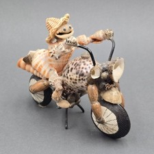 Vintage Seashell Motorcycle Figurine Florida Souvenir Harley Roadside Kitsch  picture