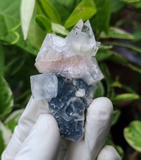 Natural Pointed Apophyllite With Stilbite On Chalcedony Minerals #282 picture