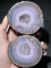 1Pair pink China Agate Hebei xuanhua natural Slices Crystal collectible 281g 49 picture