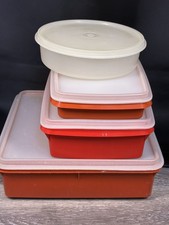 Tupperware Vintage Orange Paprika red sheer ice Colors 10-Piece Food Storage - picture