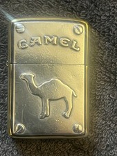 Vintage Zippo Camel Lighter-RARE- Two Tone Gold & Silver W/Genuine Leather Case picture