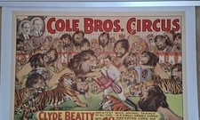 Original old circus poster COLE BROS, LINEN picture
