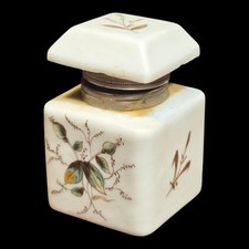 Antique Old Paris Style Porcelain Square Ink Well Late 1800's Aesthetic Movement picture