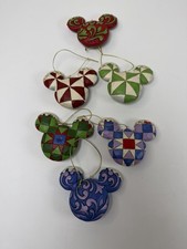 Jim Shore Disney Traditions Mickey Mouse Head Ornament Set of 6 Enesco Folk Art picture