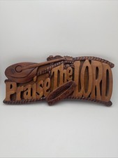 Antique Praise The Lord Hand Carved Plaque Home Decor Christian Wall Decor picture