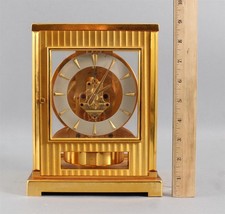 RARE Vintage Modernist Gold Gilt LeCoultre SQUARE Dial Atmos Clock  15 VXN Jewel picture