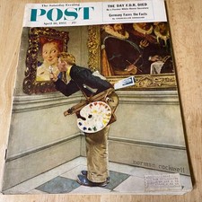 Vintage Saturday Evening Post April 16 1955 Norman Rockwell Art Critic Cover picture