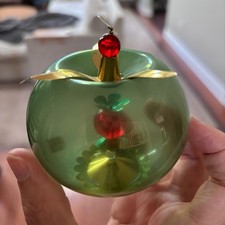 Vintage RESL LENZ German Christmas Ornament, APPLE, Foil Tree Spinner MCM 60s picture