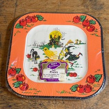8 Vintage New In Package 1950s Halloween Paper Plates Pumpkin Witch Ghost picture