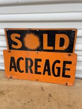 Vintage Single Sided Sold Acreage Sign 1950s Cool Piece picture