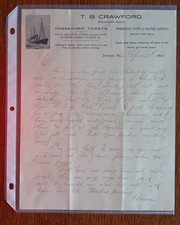 1893 T.B. Crawford Steamship Agent Red Star Line Jermyn PA Letterhead picture