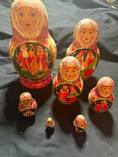 Hand-Painted Handmade Russian Matryoshka Nesting Dolls Set of 7 picture