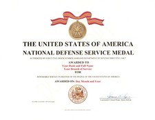 NDSM National Defense Service Medal Certificate Army Navy Air Force Marines picture