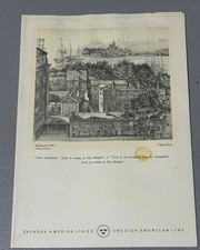Vintage Swedish American Line Luncheon Menu Stig Borglind Art SAL Cruise Ship picture