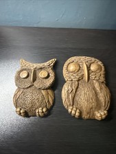 Vintage 1970’s Owl Wall Plaque Pair picture