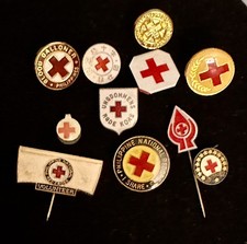 Vintage Lot of American Red Cross 11 Pins of various Pacific Island and Asia picture