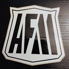 Vintage American Federation of Motorcyclists Decal White on Black 4x4x3.5 inches picture