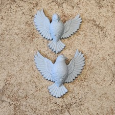 Vintage Burwood Dove Love Birds Wall Hangings Set Pale Baby Blue 2685 1 & 2 picture