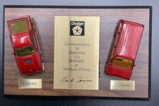Rare 1984 Dodge Daytona/Caravan Die Cast Dealer Display Plaque Lee Iacocca Mopar picture