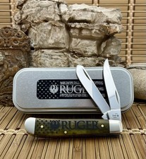Case XX USA Smooth Olive Bone RUGER / MARLIN 53541 Mini Trapper Knife w/Tin picture