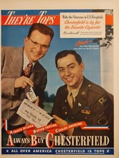 1947 vintage Chesterfield cigarette print ad, Ernie Harwell picture