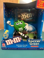 Vintage 2001 M&Ms Green Soccer Player Candy Dispenser Brand NEW picture