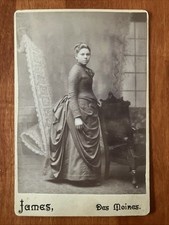 Beautiful Woman Elegant Dress Cabinet Card Antique Photo Des Moines IA James picture