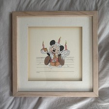 VTG 1994 Disney Treasures Mickey's Birthday Party 11x11 Framed Art w/COA picture