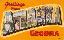 1951 Atlanta Georgia GA Greetings From Large Letter K4443 Linen Postcard picture