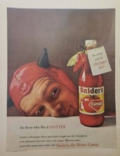 1958 Snider's Ketchup Print Ad Vintage Ephemera Wall Decor Spicy Devil picture