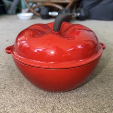 Vintage Color Cast Iron Dutch Oven Red Apple/ Tomato Casserole Pot 8
