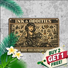 Tattooed Lady Vintage Art Tin Sign 8x12 Classic Retro Style Wall Plaque picture