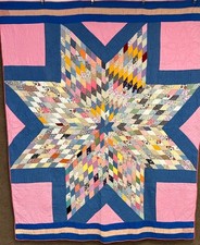Graphics c 1930s Lone Star QUILT Vintage Framed Amazing Pattern picture