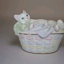 Lenox American By Design ZZZ Perfect Spot Laundry Basket Cat Figurine 833593 picture