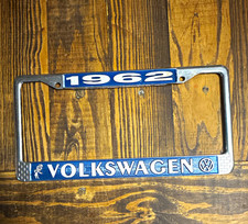 Volkswagen 1962 Vintage License Plate Frame Blue/Silver VW Logo picture