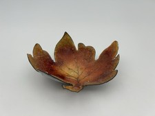Vintage Ferdel Limoges Enamel on Copper Leaf Dish Mid Century French Art picture