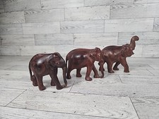 Vintage Hand Carved Wooden Elephants LOT Statue Figures picture
