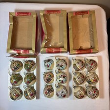 Vintage Corning Christmas Ornaments Glass Mice Holiday Scenes Set of 18 in Boxes picture