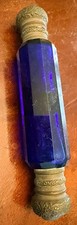 Antique Victorian Cobalt Blue Glass Double Ended Faceted Scent Bottle picture