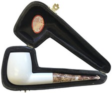 Smooth Straight White Turkish Meerschaum Tobacco Smoking Pipe - 5302K picture