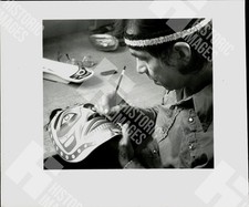 1991 Northwest Coast Indian artist Henry Adams paints a Tlingit shaman mask picture